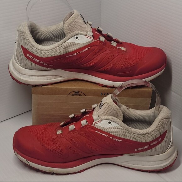 Salomon Sense Pro 2 Trail Running Shoes Womens 7.5 Red & White Outdoor OrthoLite - Picture 3 of 12
